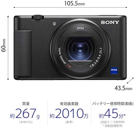 Sony VLOGCAM ZV-1 Body 24-70mm F1.8-2.8 Zoom Lens Wind Screen Black
