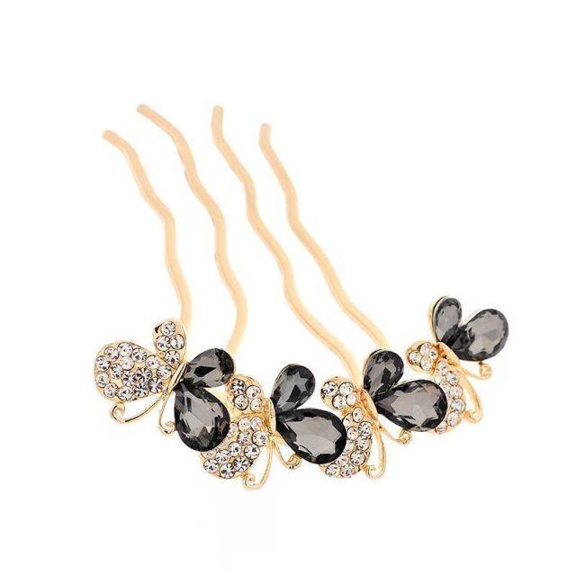 Elegance Women Bowknot U Shape Rhinestone Hairpins Metal Hair Sticks Hairclip Bridal Wedding Banquet Hair Accessories Headwear