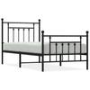 Struttura Letto in Metallo con Testiera e Pediera Nera 90 x 190 cm