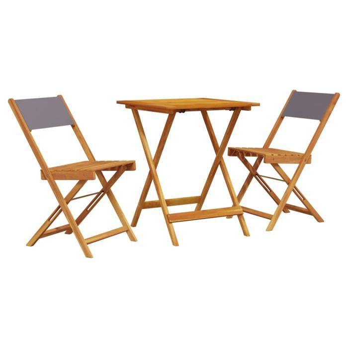 VidaXL Ensemble de bistro 3 pcs anthracite tissu et bois massif, ensemble de bistro de jardin, ensemble de balcon, ensemble 3281761