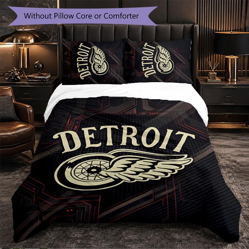 Detroit Red Wings Muster Mikrofaser 3-teiliges Bettwäsche-Set Dekor Bettbezug-Set Für Schlafzimmer Heimgebrauch