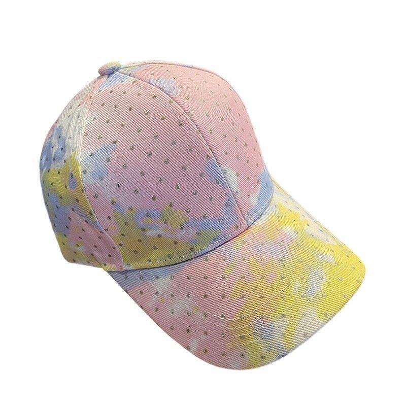 Cotton Baseball Cap With Tiedye Pattern And Sun Protection For Casual Summer Wear