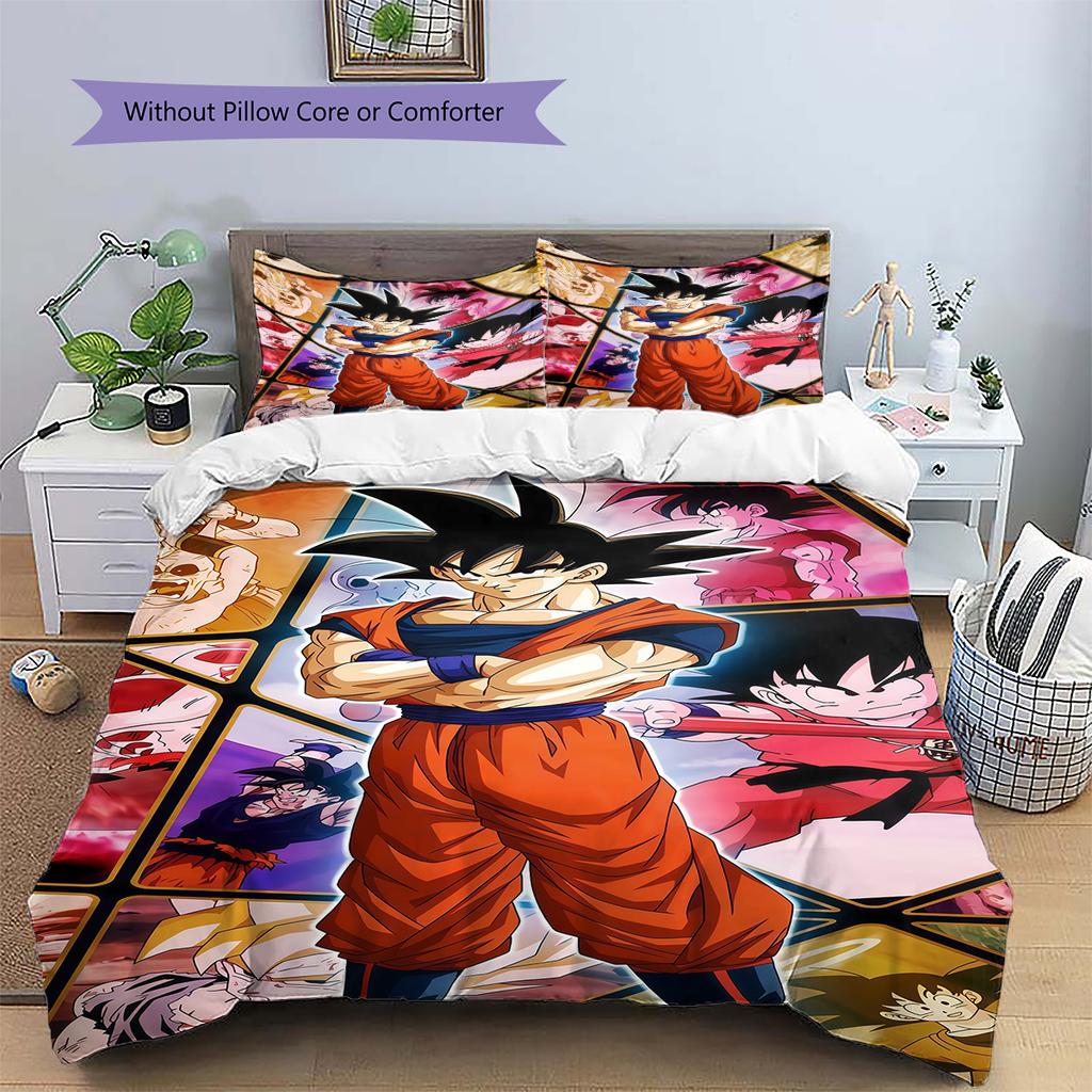Biancheria da letto con motivo Son Goku, Set piumone Copripiumone Federa Regalo di compleanno per la casa (1 * copripiumino + 2 * federa, senza nucleo)