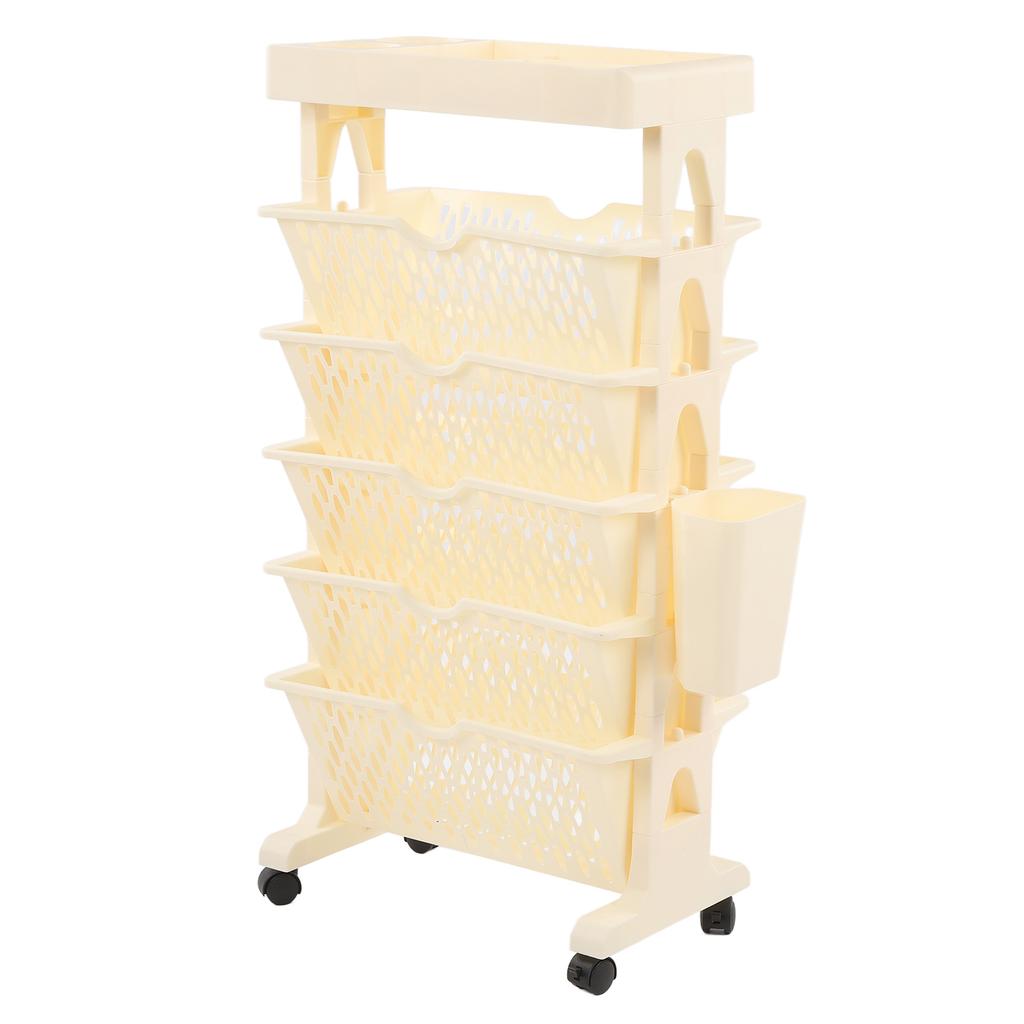 Movable Bookshelf 6 Tier Large Capacity Thickened Multifunctional Rolling Book Rack for Deskside Living Room