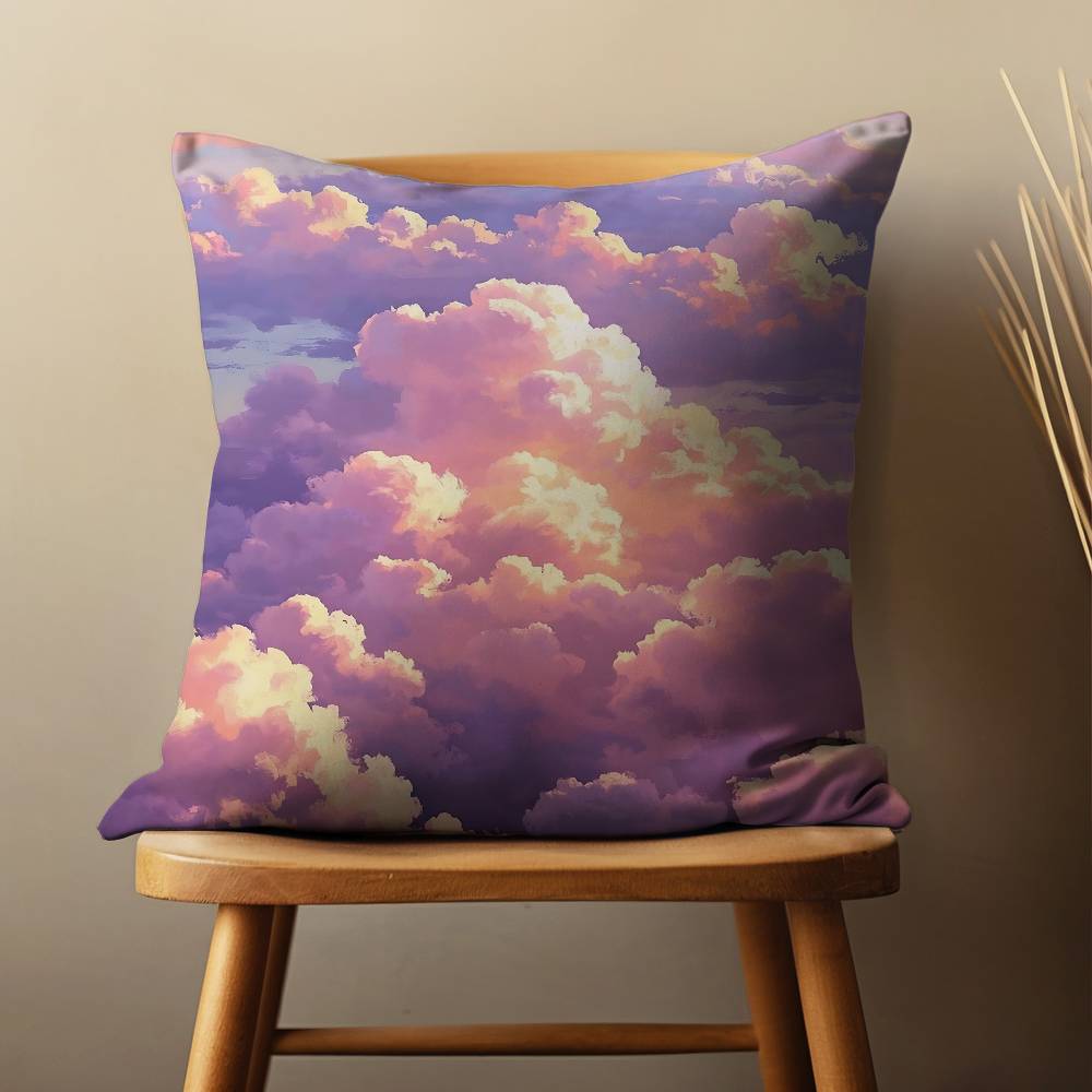 Pink Dreamy Landscape Pillow Case Living Room Sofa Cushion Cover Suitable For Home Bedroom Decoration And Protector