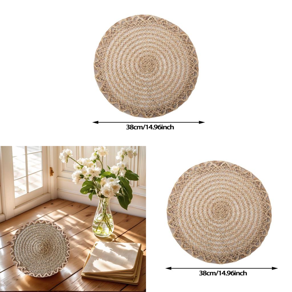 Nordic Style Washable Round Table Mat With Hollow Floral Pattern For Home Dining Decor
