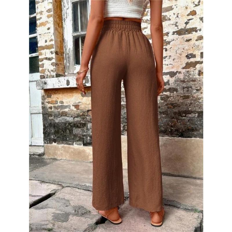 YYFS Women's Fashion Casual Solid Color Print High Waist Trousers Pants & Capris