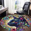1pc Cat Flowers Office Round Area Rug, Indoor Mat Suitable For Office, Under Office Chairs Bedroom Living Room Home Decor, Room Deco