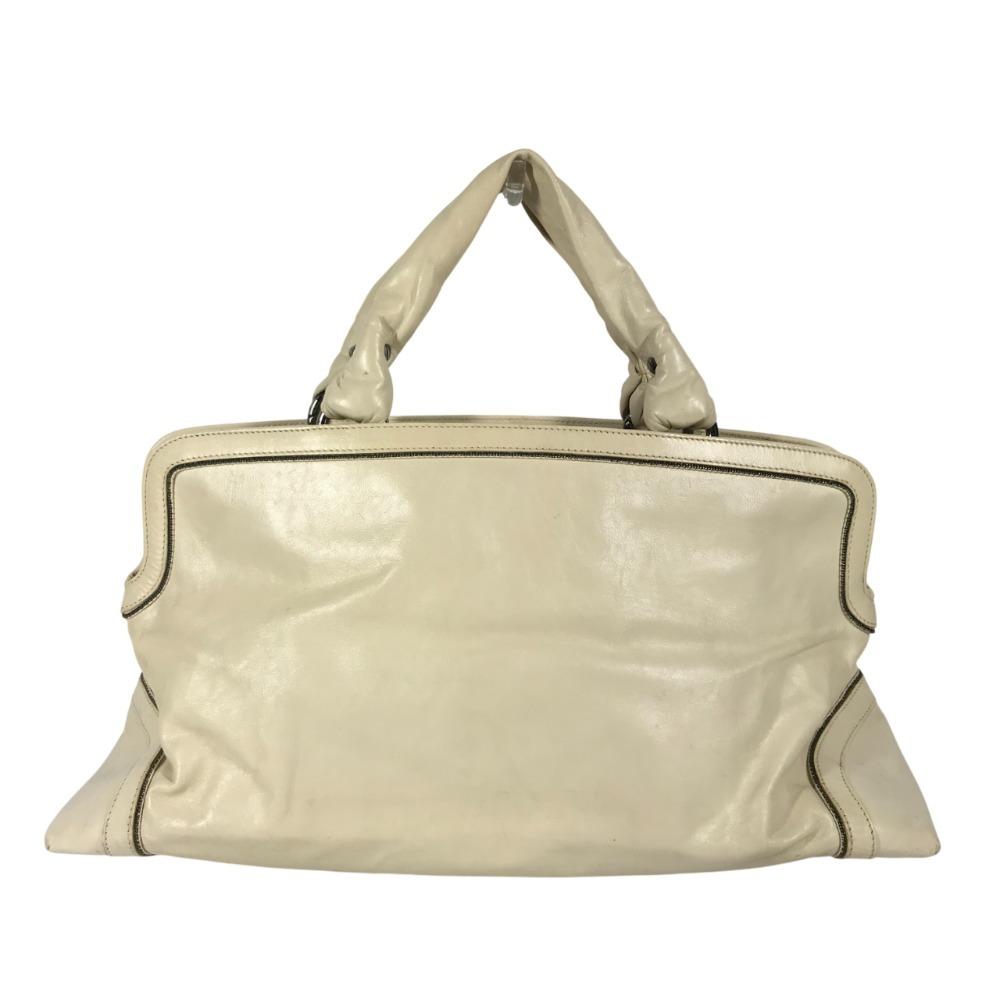 CHANEL CC CC Mark logo Chain logo Bag Mini Duffle Bag Hand Bag Leather White