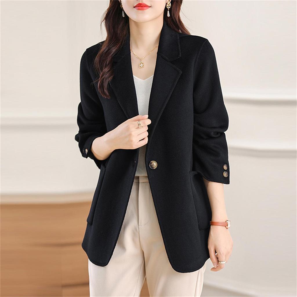 Women's Slim Fit Double-Sided Wool Coat with Lapel - 2025 New Style Fashion Outerwear