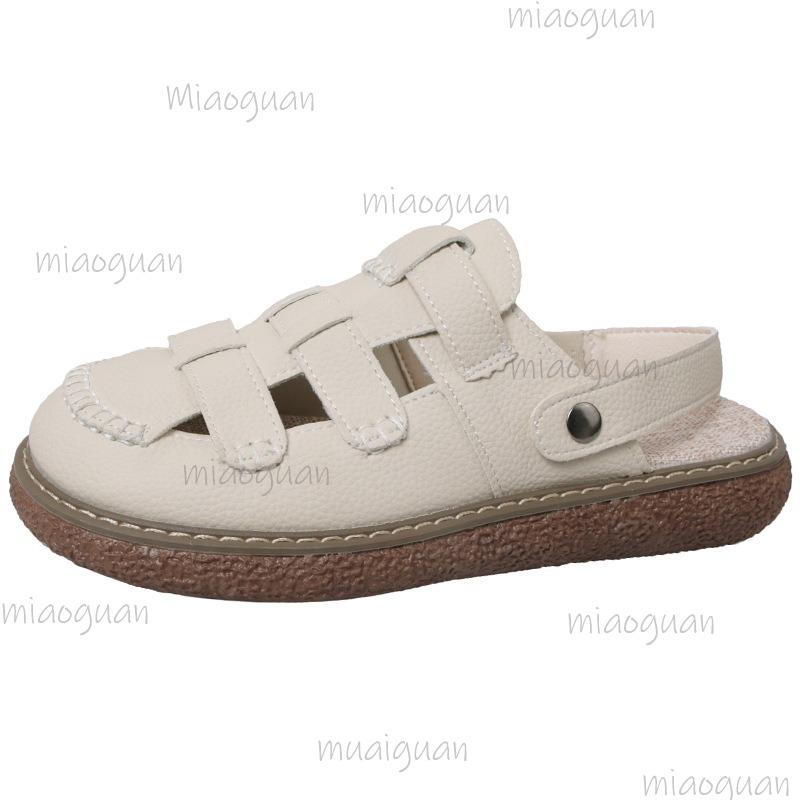 Fashion Vintage Hollow Out Back Strap Gladiator Sandals Classic Round Toe Low Heel Sandals Soft Thick Bottom Non Slip Mom's Shoes