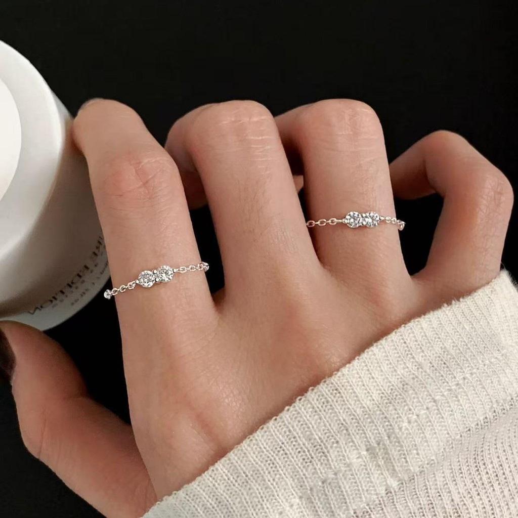 925 Sterling Silver Zircon High-End Women's Tail & Index Finger Ring