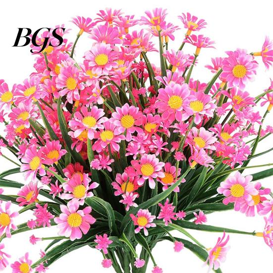 Artificial Flower UV-resistant Easy Care Long Stem Greenery Shrub Plant Faux Cemetery Farmhouse Decor Chrysanthemum