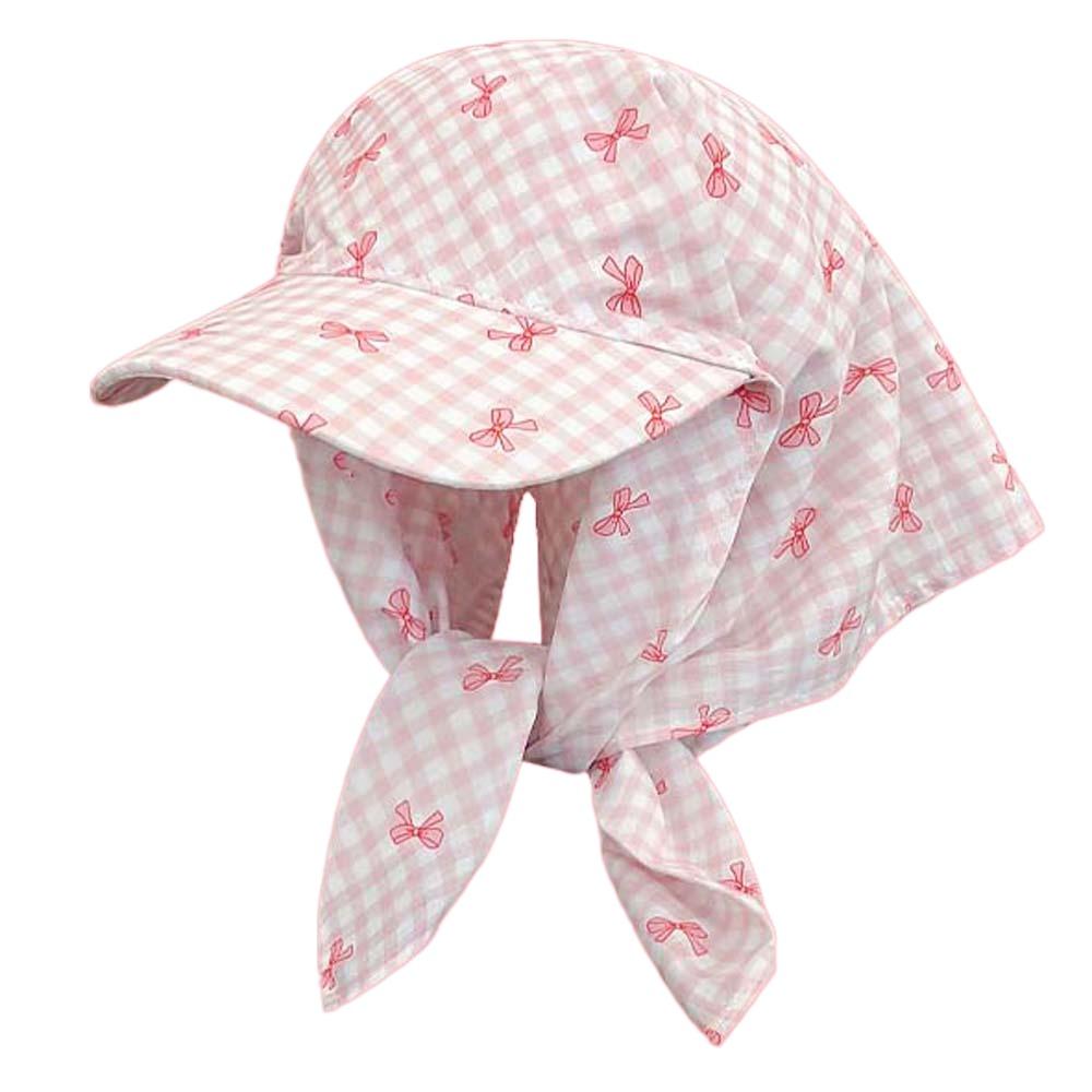 Fashion Rural Style Headscarf Baseball Hat Plaid Bow Scarf Peaked Cap Soft Breathable Strappy Bandana Cap Women