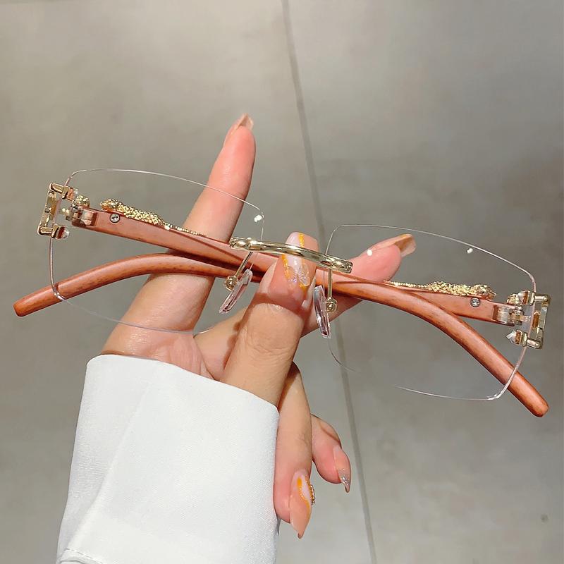 Obdélníkové sluneční brýle bez obrouček Módní Vintage Gradientní Oceánové čočky Dámské sluneční brýle Trendy Luxusní Značkový Design Odstíny