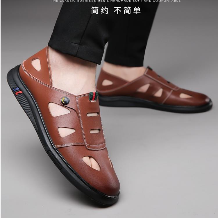 

[Impulse] 2025 summer new men s hollow breathable hole shoes non-slip lightweight sandals 44 коричневый