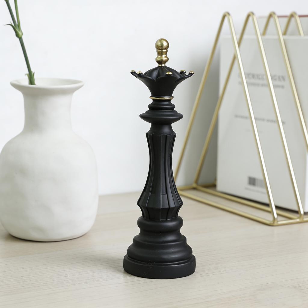 2026 Trending Chess Decor Set, Black Gold Resin King Queen Knight Statue, Modern Luxury Ornament for Home Office