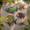 5Pcs Wooden Fish Wall Decor, Beach Nautical Coastal Theme Fish Wall Sculpture, Lake House Ocean Decor, Vintage Ornaments for Home Bathroom Bedroom