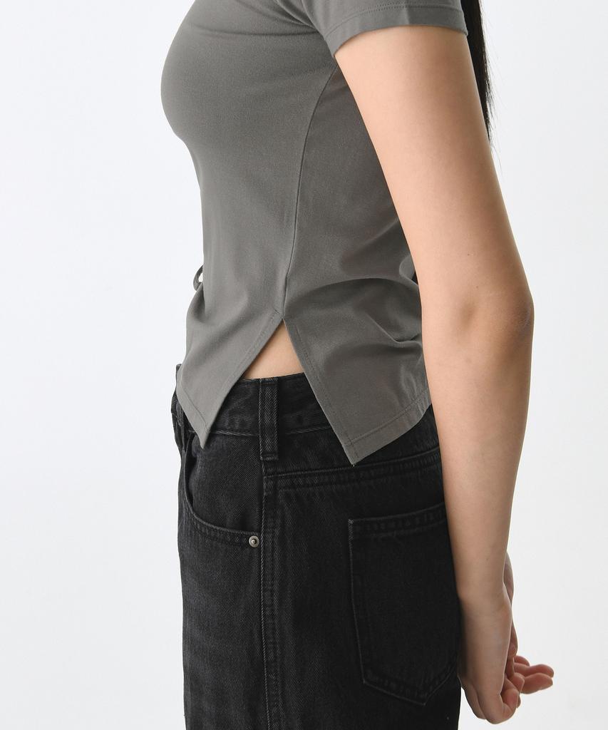 MUSINSA STANDARD WOMAN Women'S Tencel Side Luchid T-Shirt [Khaki Gray]