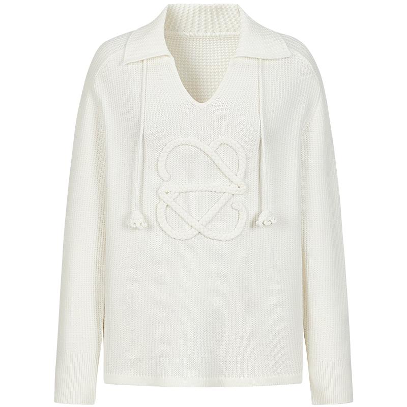 

Jiu Zi Annacoco Women s Relaxed Embroidered Wool Knit Sweater M