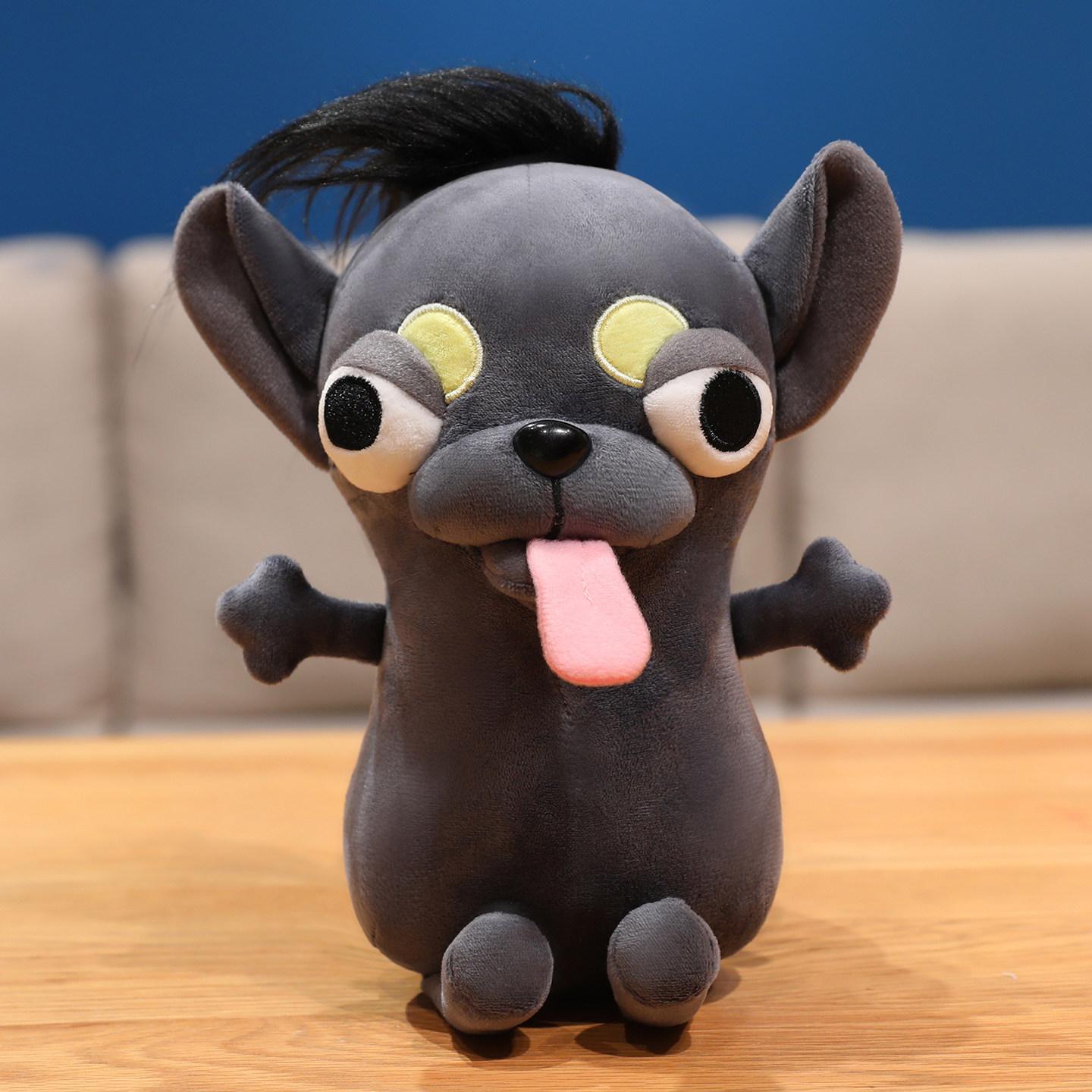 Poupée en peluche Chihuahua drôle et moche de 60 cm, 4 styles, visage bizarre, jouet en peluche chiot, geste rock, poupée chien, décoration de bureau, cadeau original 25cm