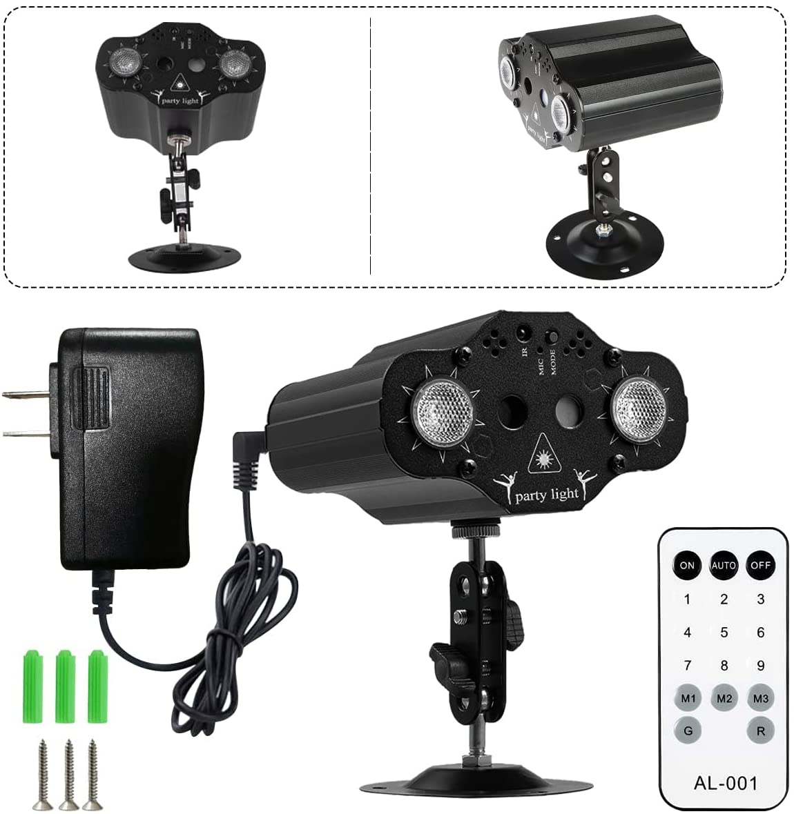 

1SET Stage DJ Party Laser Projector Disco Voice Activated Red Green Blue Strobe Lights Club Family Праздничные рождественские огни EU Plug чёрный