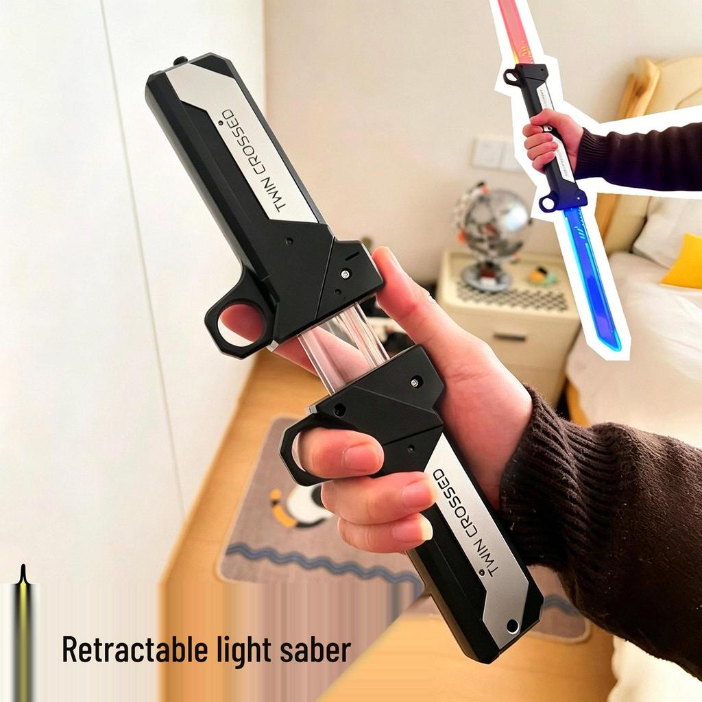 Dual-Wield Luminous Lightsaber Toy for Children - Retractable Double-Bladed Sword for Boys