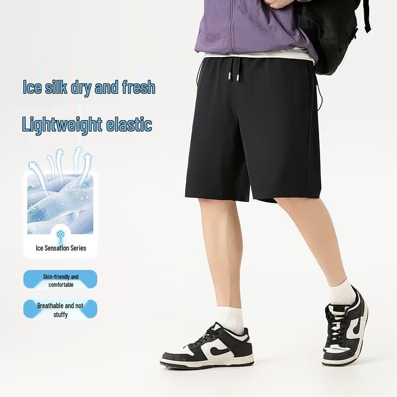 XueZhongFei Men s Ice Silk Quick-Dry Cooling Casual Shorts M