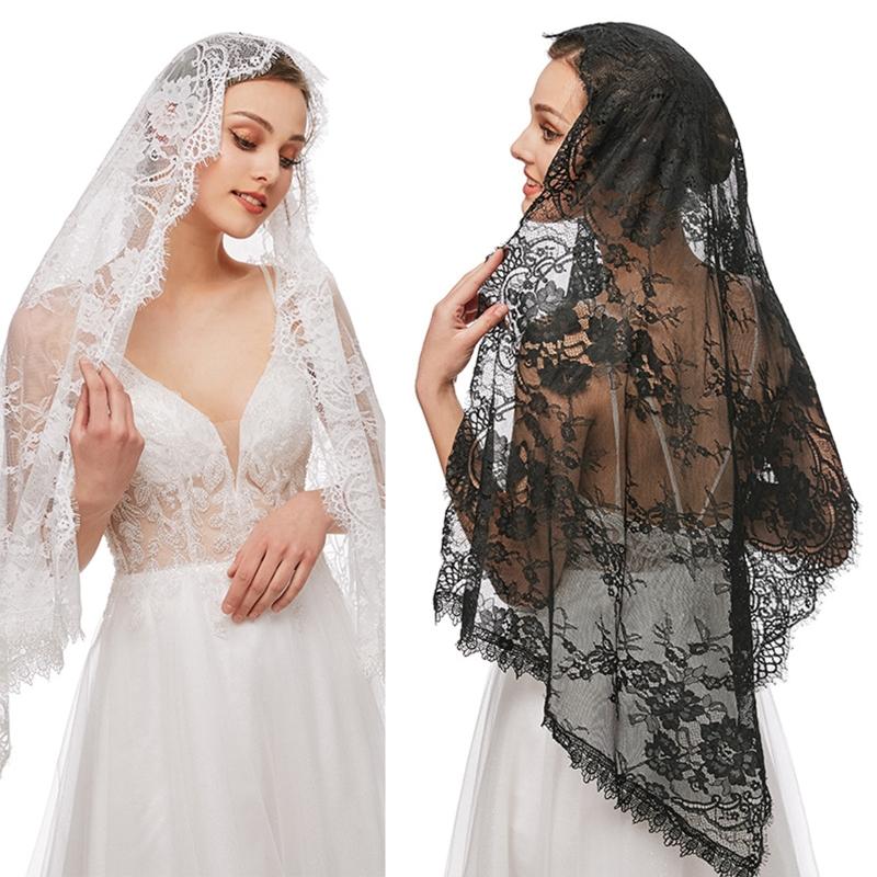 Lace Mantilla Veil Soft & Comfortable Exquisite Floral Design for Head Covering for Women Girls Church Veils for Chapels