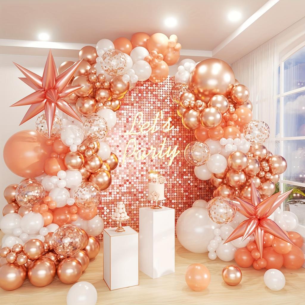 Retro Pink White Gold Balloons Garland Arch Kit Birthday Party Decoration Kids Baby Shower Wedding Party Supplies Letax Ballons