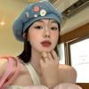 Spring And Summer Sweet Button Cowboy Beret Female Shows Small Face Big Head Circumference Painter Hat Literary And Artistic Versatile Octagonal Hat