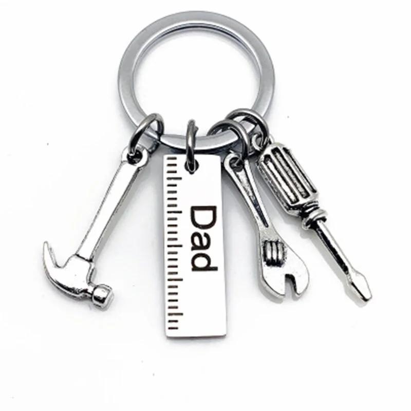 Dad Letters Keychains Creative Hammer Screwdriver Wrench Keyring Handbag Decor Tassel Hanging Pendant Father's Day Gifts