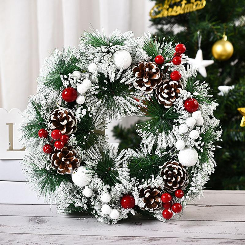 Christmas Decorations 32cm Christmas Wreath Artificial Wreath Door Hanging Window Props Background Christmas Tree Accessories