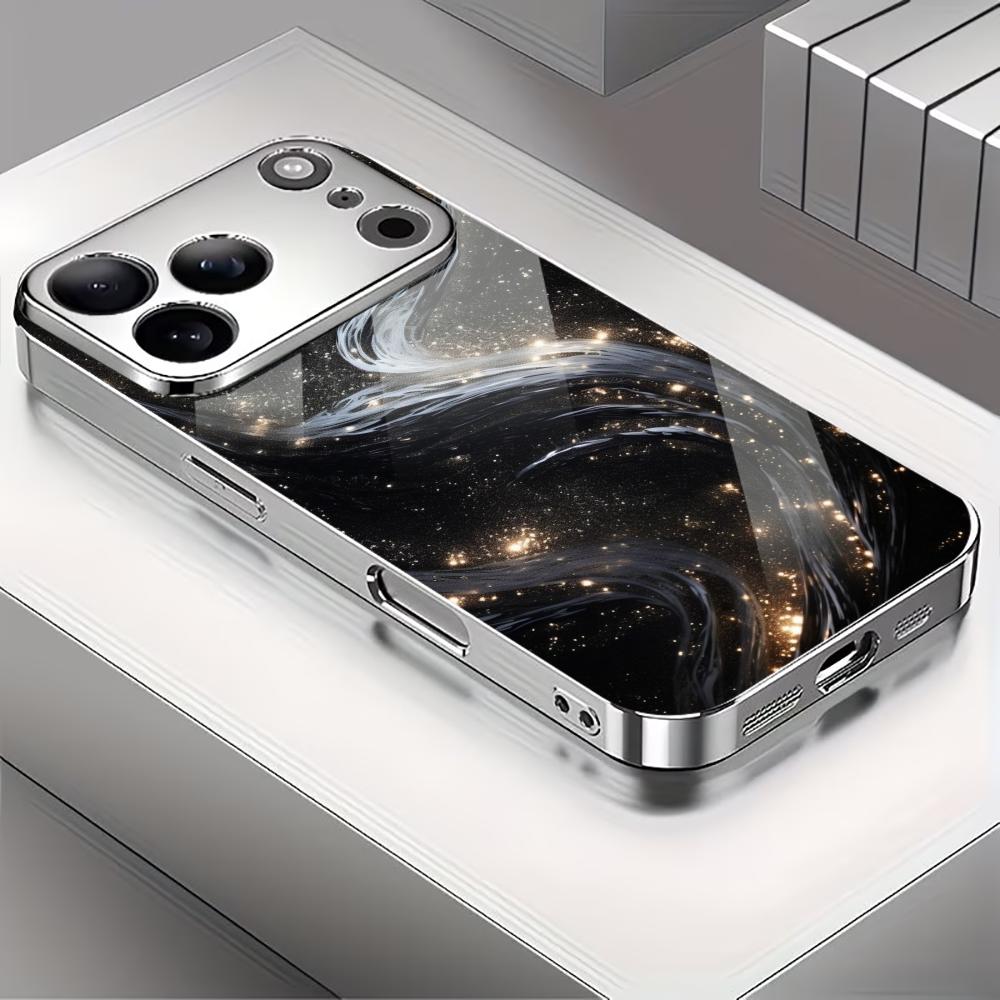 Traveling through galaxy fashion phone cases carcasa Smartphone Glass Phone Case for iPhone 17 16 15 14 13 12 pm Pro Plus fundas