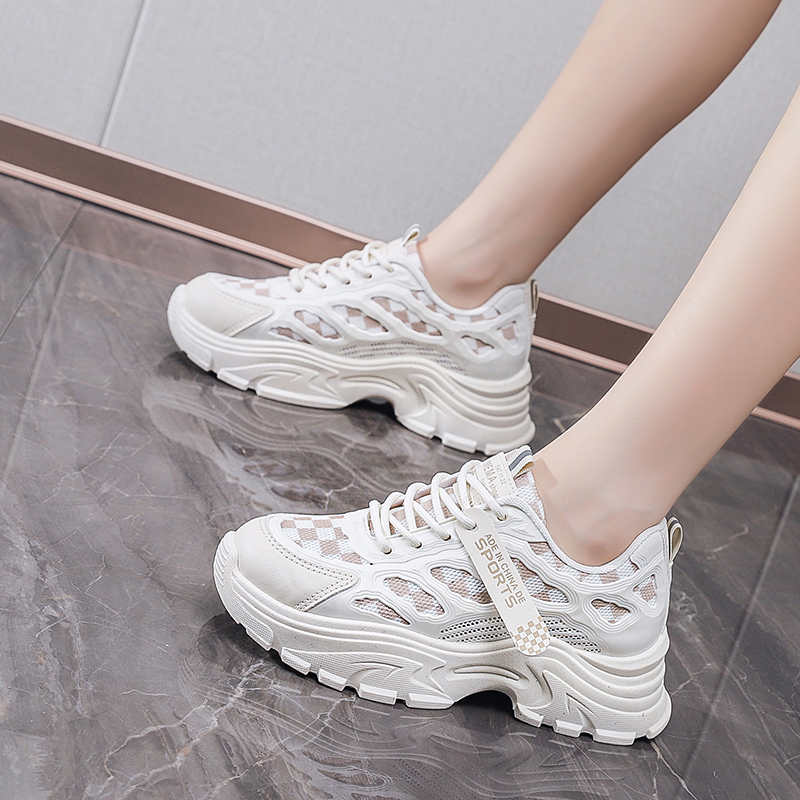 Fashion Round Tip Thick Sole Running Shoes Women Bling Casual Women Golf Sneakers For Women Shoes Sports High Fashion Shoess