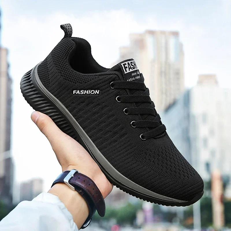 Men's Sneakers Black Casual Comfortable Knitted Sports Shoes Breathable Comfortable Running Fitness Shoes Mens Sports Shoes