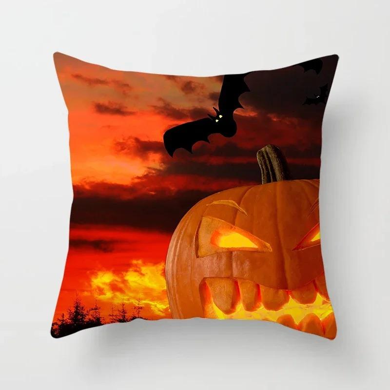 Halloween Theme Pillowcase Car Office Living Room Sofa Halloween Pumpkin Lantern Decoration Pillowcase