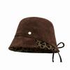 Warm Beanies Hat Leopard Print Fisherman Cap Fashion Bucket Hats  for Women