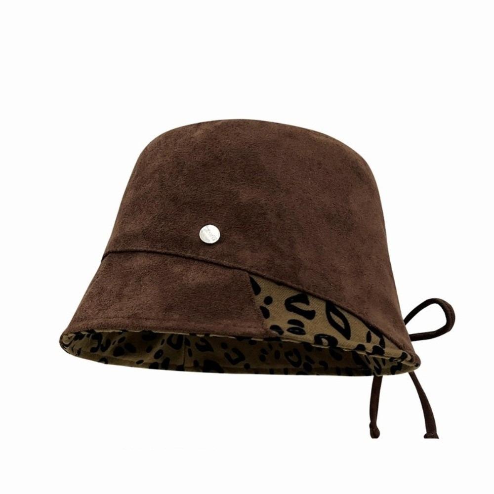 Warm Beanies Hat Leopard Print Fisherman Cap Fashion Bucket Hats for Women