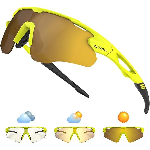 VICTGOAL Cycling Glasses Photochromic Sunglasses for Men Women TR90 Frame Glasses with UV Protection MTB Glasses for Cycling жёлтый
