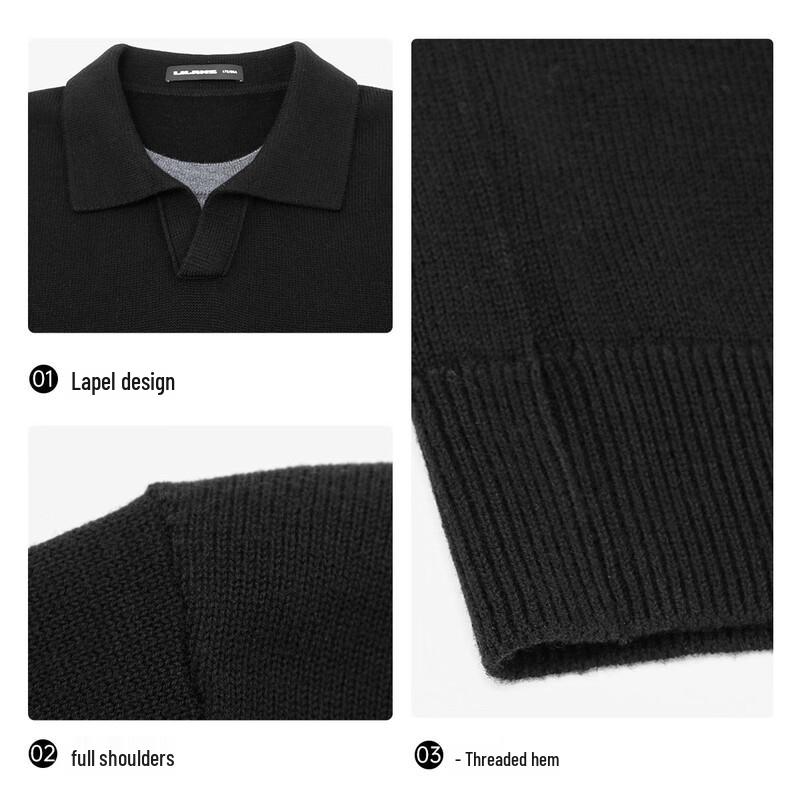 Lilanz Men's 2025 Winter Faux Two-Piece Seagull Collar Wool Sweater