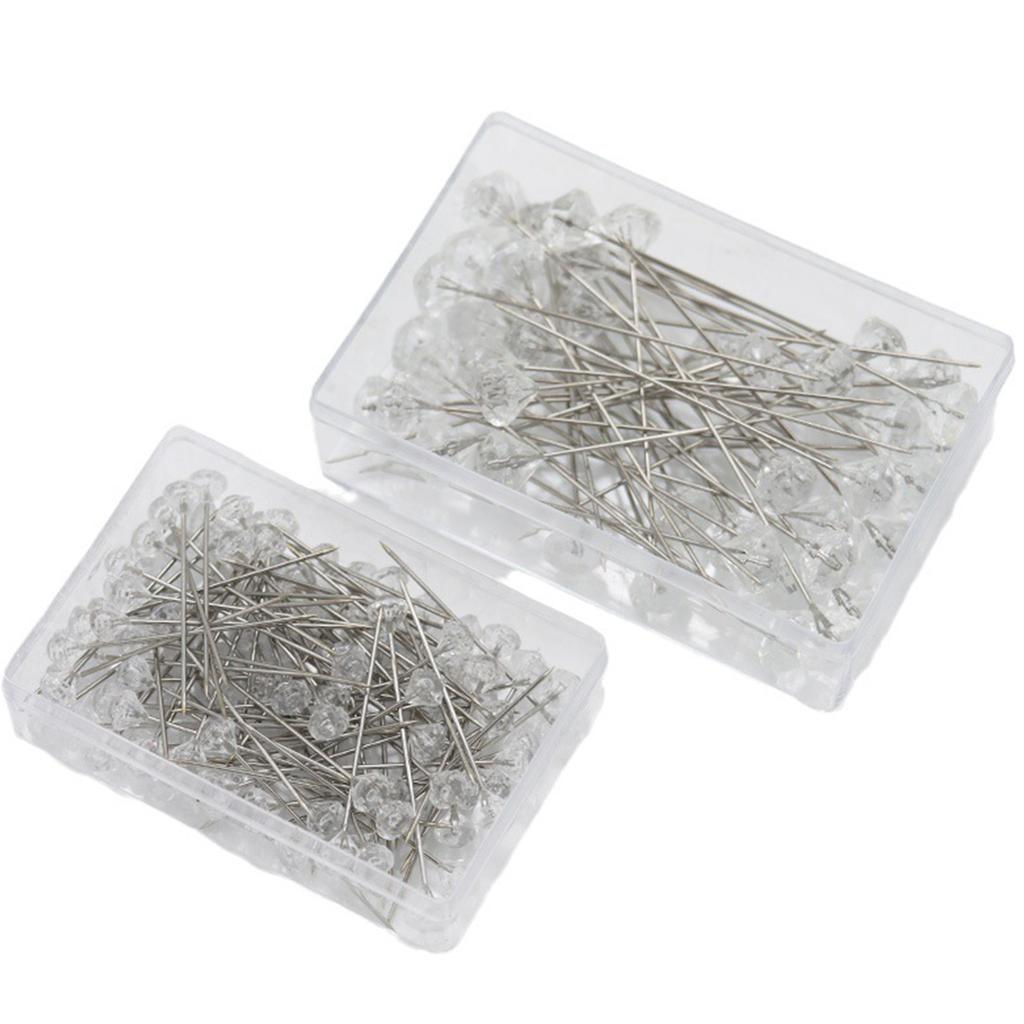 50/100Pieces Diamond Head Pushpin Transparent Map Pin for Cork Board Sewing Pins for Fabric Clothing DIY Sewing Crafts