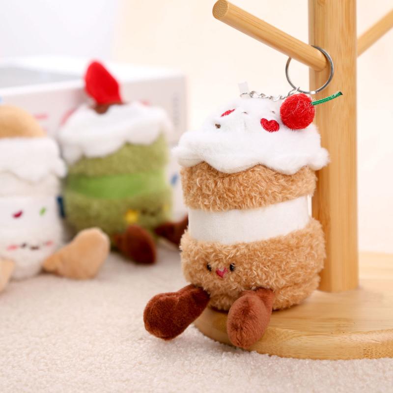 Creative Cartoon Cake Plush Keychain Cute Cartoon Dessert Plush Toy Keychain Backpack Decoration Car Pendant Accessories Gifts