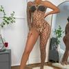 One-shoulder Bodystocking Leopard Print Sexy Lingerie Babydoll Underwear Cosplay Nightclub Erotic Bodysuits Sexy Dress For Sex
