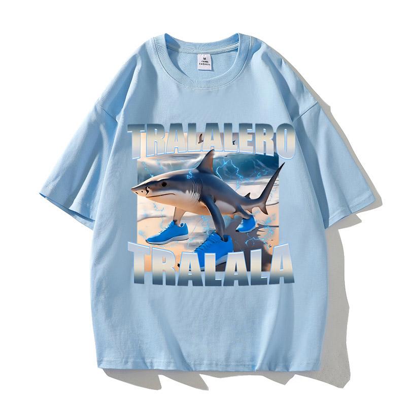 

Тралалеро Тралала Бутлег Маразм Итальянский Маразм Мем Футболка Смешной Графический Принт Акулы Высококачественный Хлопок Футболка с Коротким Рукавом 4XL
