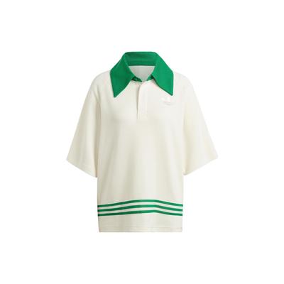 Polo Desportiva Feminina Originals Trefoil com Acabamento Listrado Branco IB2032
