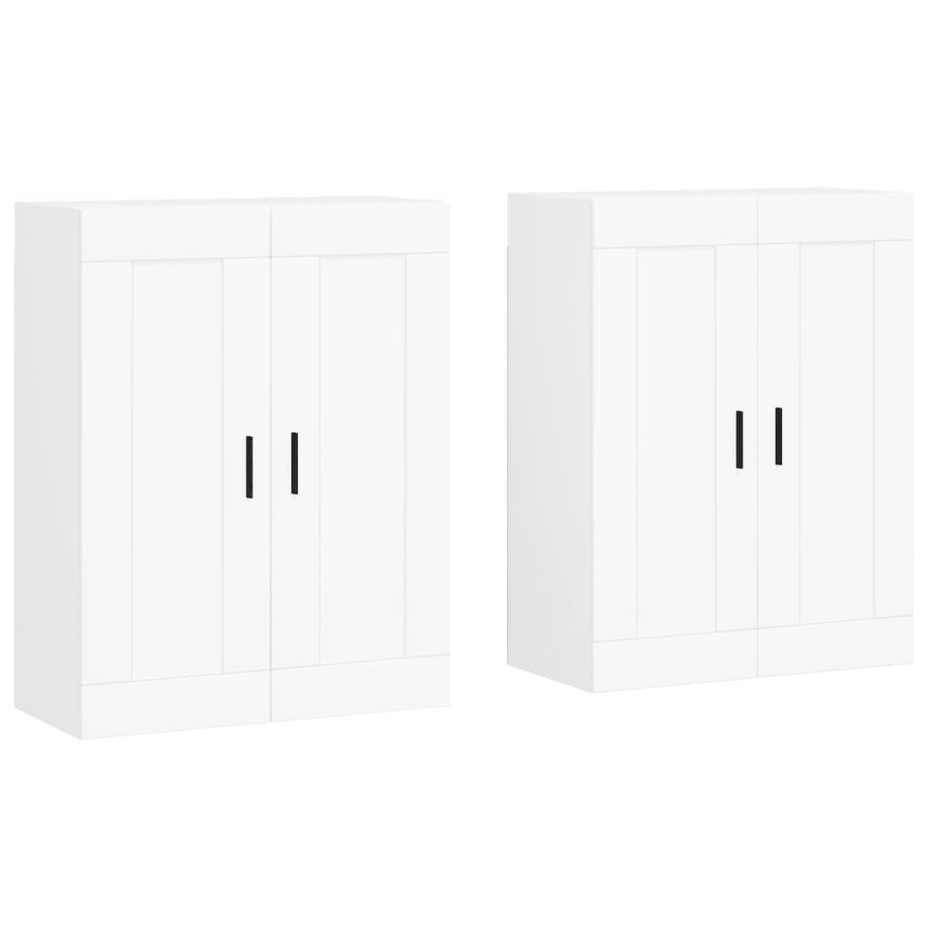 Wall Cabinets 2 pcs White Wood Based Material