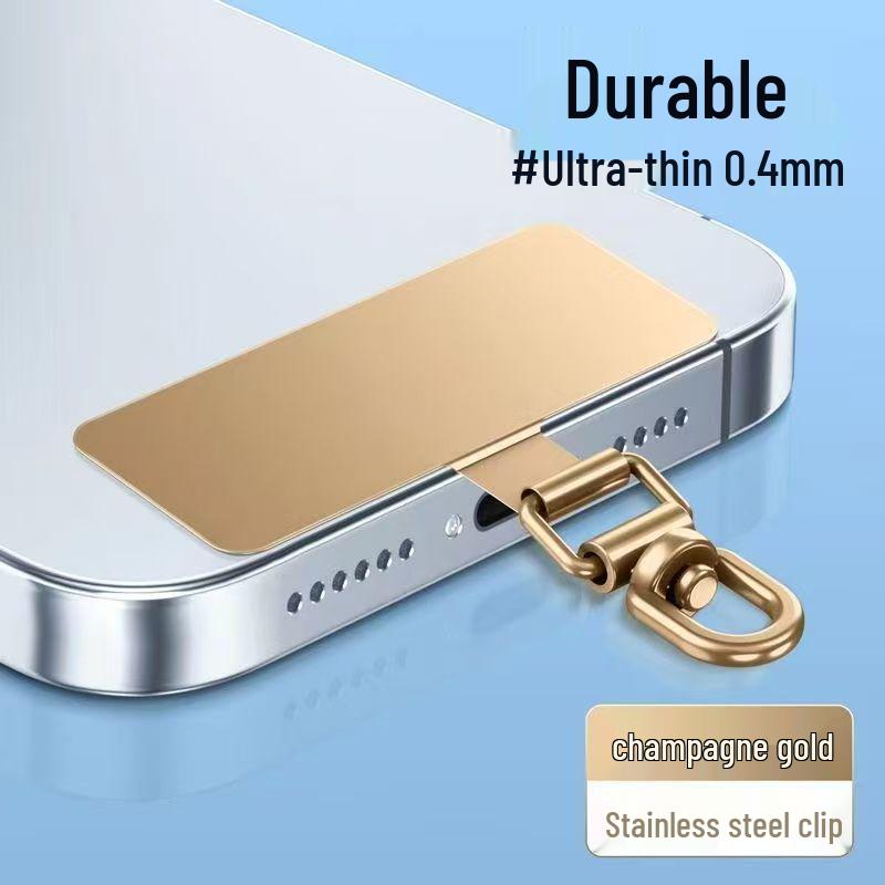 Ultra-thin 360° Rotating Stainless Steel Phone Lanyard Clip with Anti-Lost Universal Back Sticker