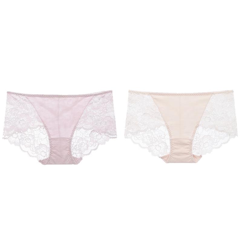 Audifen Women's Seamless Lace Mid-Waist Boy Shorts (2-Pack)