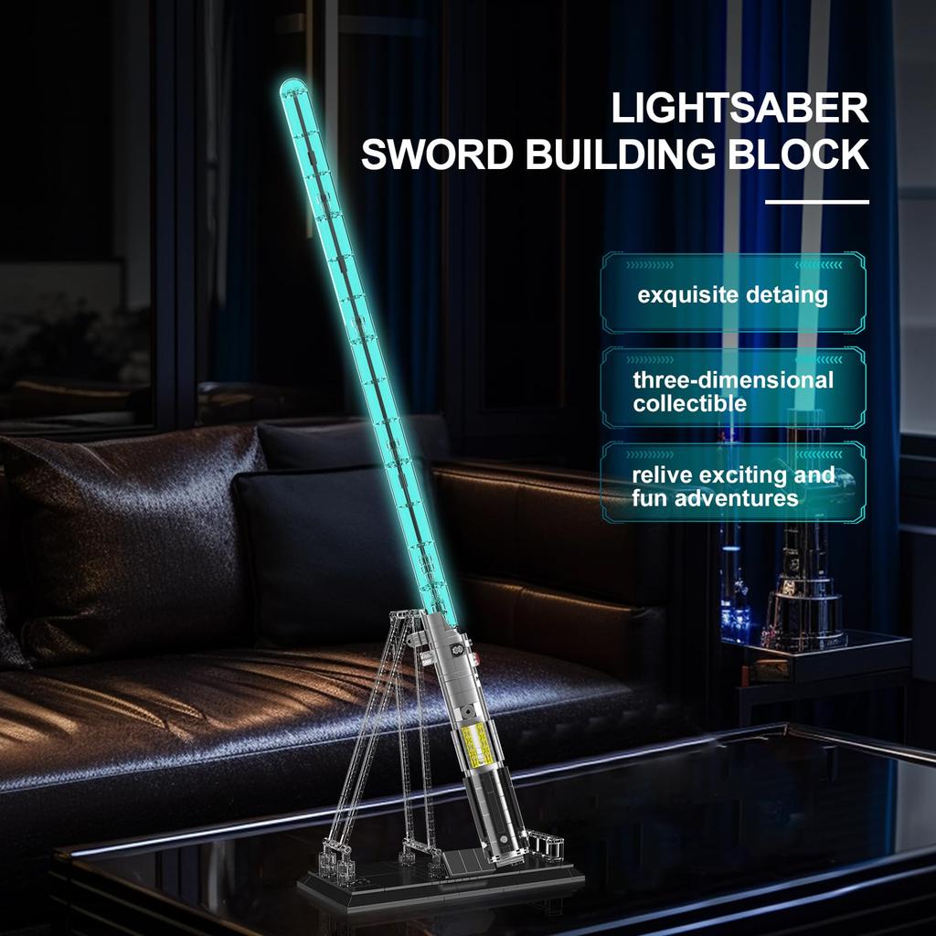 Mould King 10139 Lightsaber Sword Building Block Set with Stand, Rechargeable LED Light Sword for Adults and Kids, Birthday, Thanksgiving, Christmas,